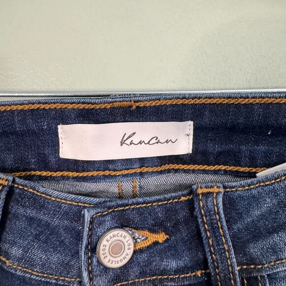 KANCAN Denim Jeans Womens 9/28 Leopard Patch Cuffed Mid Rise Ripped Skinny Blue - Picture 8 of 9